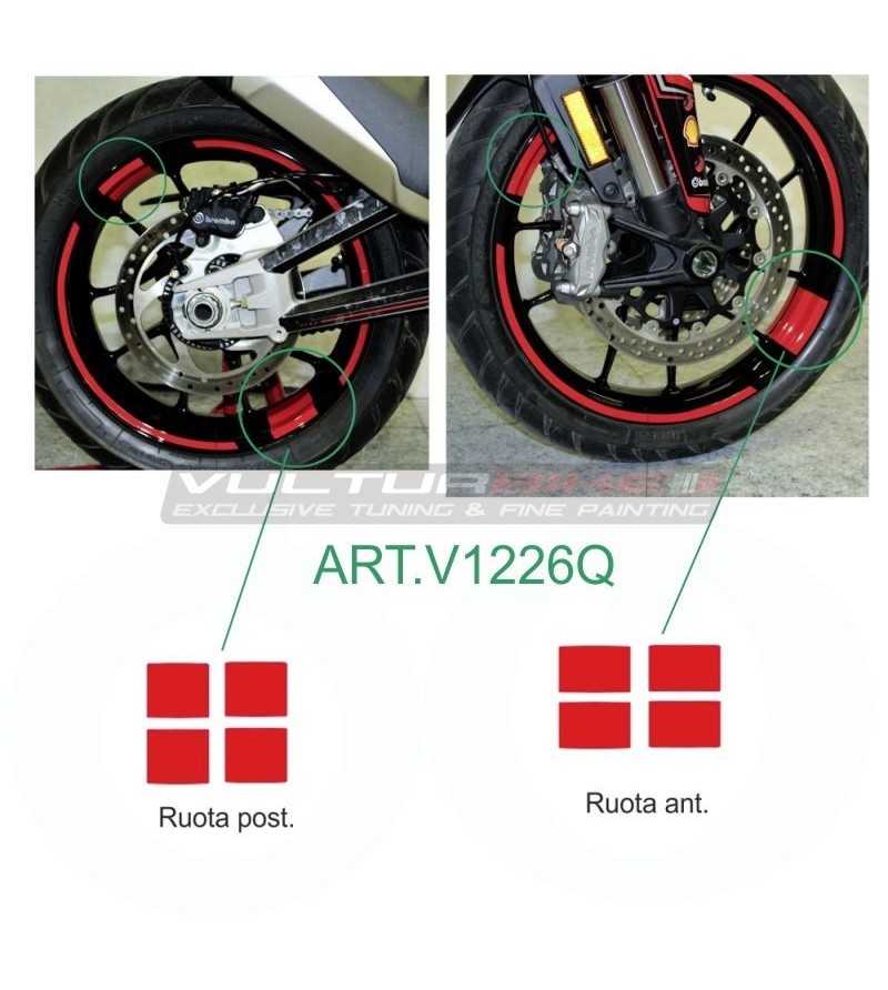 Rectángulos adhesivos de colores para ruedas - Ducati Multistrada V4 / 950