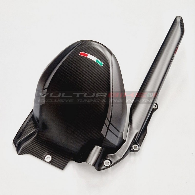 Carbon fiber rear fender with chain guard - Ducati Multistrada V4 Aviator Grey 