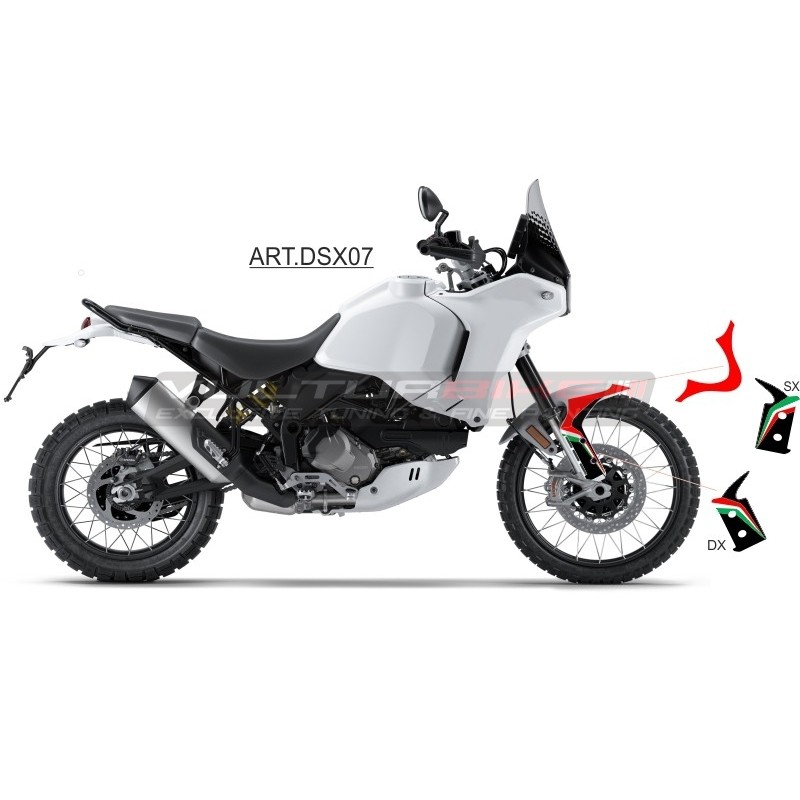 Dreifarbiges Aufkleber-Kit für vorderen Kotflügel - Ducati DesertX