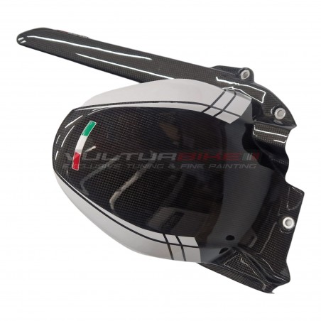 Guardabarros trasero de carbono con protector de cadena - Ducati Multistrada V4 Iceberg White 