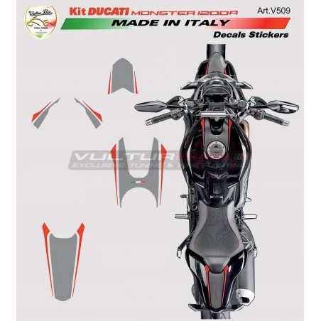 Kit adesivi graphite / rosso - Ducati Monster 1200R 2017