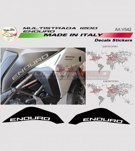 Kit adesivi globetrotter 90th nero opaco - Ducati multistrada 1200 enduro 
