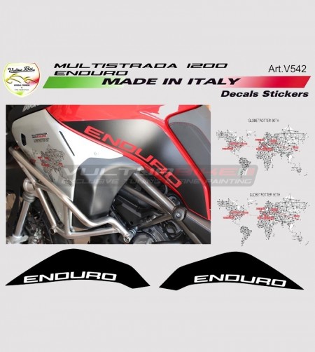 Kit adesivi globetrotter 90th nero opaco - Ducati multistrada 1200 enduro 