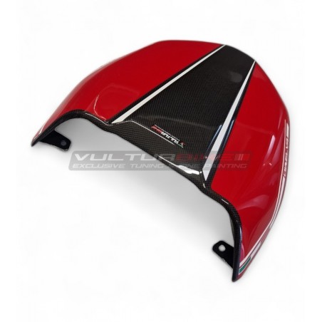 Custom carbon seat cover "RED / CARBON" - Ducati Diavel V4