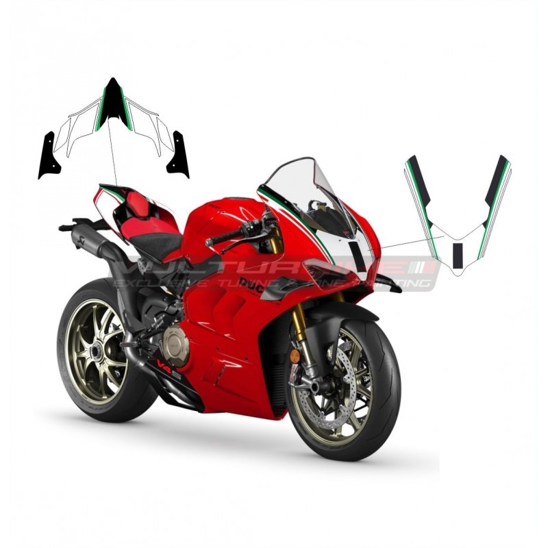 Kit d’autocollants pour bulle et queue de conception Bandes tricolores italiennes - Ducati Panigale V4 / V2