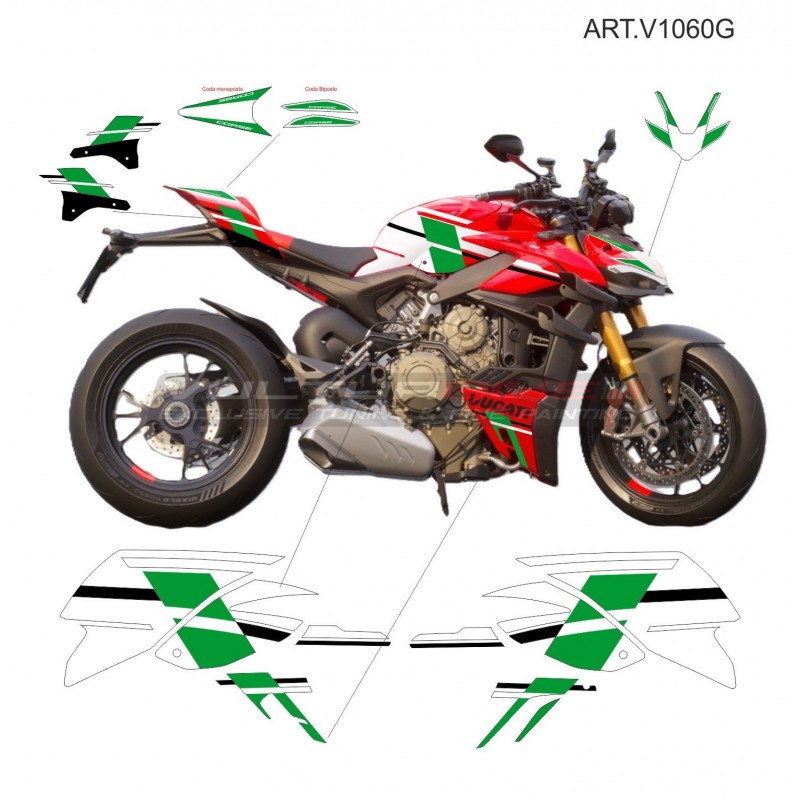 Kit autocollant complet design S CORSE vert - Ducati Streetfighter V4 2023 / 2024