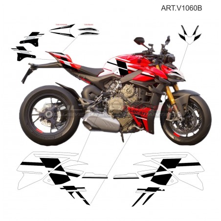 Kit completo de pegatinas diseño S CORSE negro - Ducati Streetfighter V4 2023 / 2024