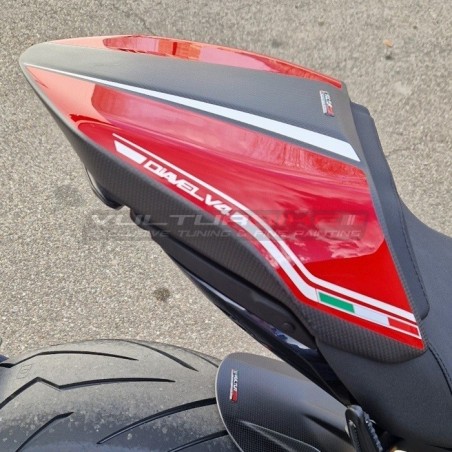 Custom carbon seat cover "RED / CARBON" - Ducati Diavel V4
