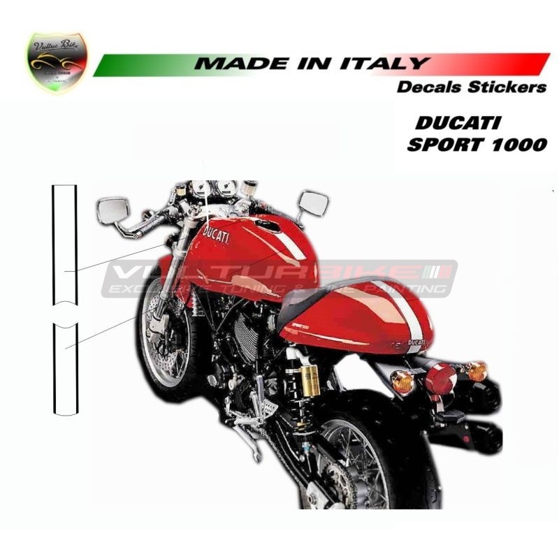 Kit de pegatinas de depósito blanco / negro - Ducati GT Sport 1000