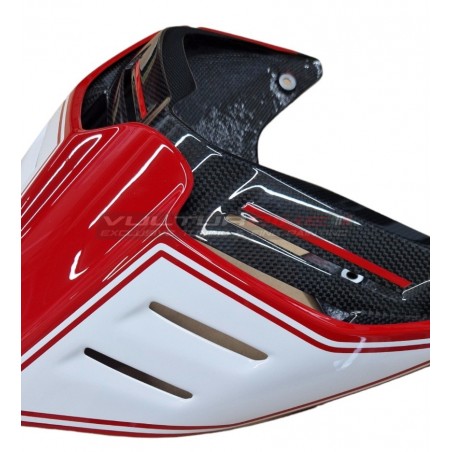 Cola de carbono con diseño deportivo rojo/blanco - Ducati Panigale / Streetfighter V4 / V2