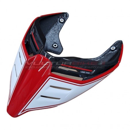Cola de carbono con diseño deportivo rojo/blanco - Ducati Panigale / Streetfighter V4 / V2