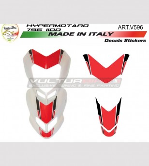 Aufkleber r/w für weiße Motorradkuppel - Ducati Hypermotard 796/1100 