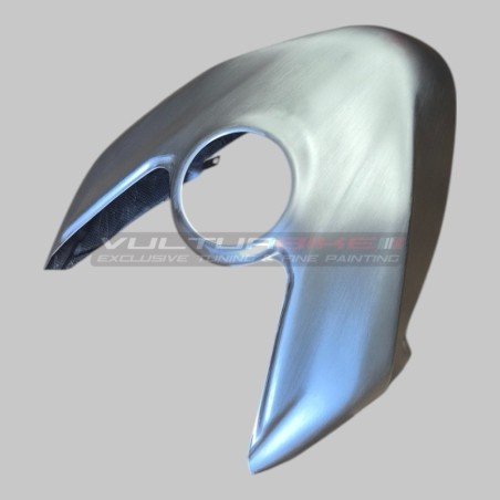 Brushed aluminium effect carbon tank cover - Ducati Panigale V4 / V4S & Streetfighter V4 / V4S