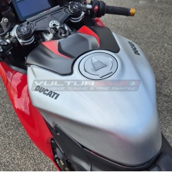 Coperchio serbatoio in carbonio effetto alluminio spazzolato - Ducati Panigale V4 / V4S & Streetfighter V4 / V4S