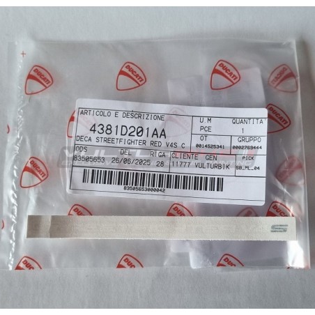 Autocollant blanc original Ducati pour couvercle de batterie - Ducati Streetfighter V4S