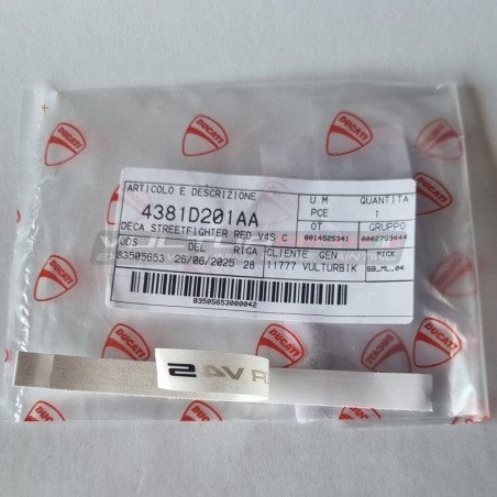 Adesivo originale Ducati bianco per cover batteria - Ducati Streetfighter V4S