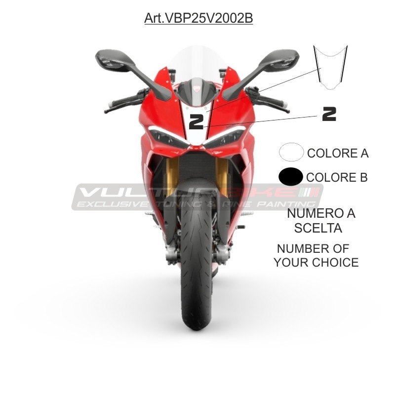 Adesivo bicolore con numero per cupolino - Ducati Panigale V2