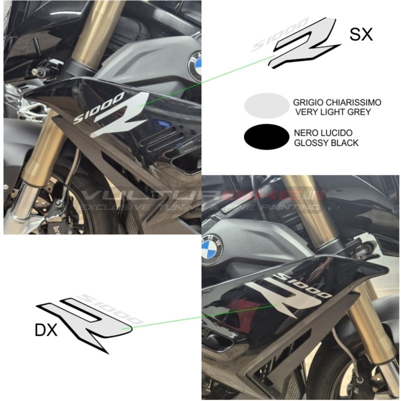 Coppia di adesivi grigio chiaro per fiancate - BMW S1000R 2021 / 2024