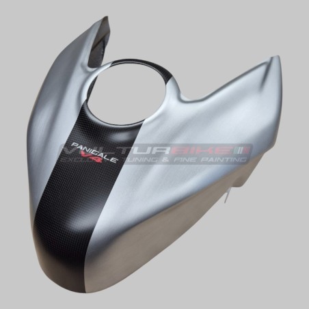 Coperchio serbatoio effetto alluminio spazzolato con striscia in carbonio - Ducati Panigale / Streetfighter V4 / V4S