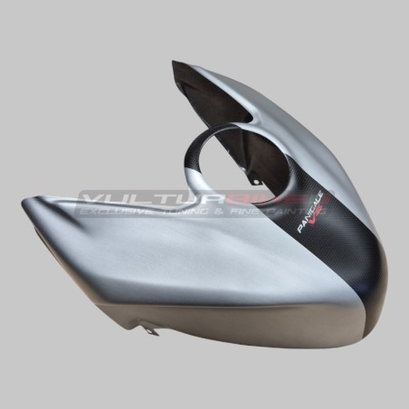 Tapa del depósito de combustible efecto aluminio cepillado con tira de carbono - Ducati Panigale / Streetfighter V4 / V4S