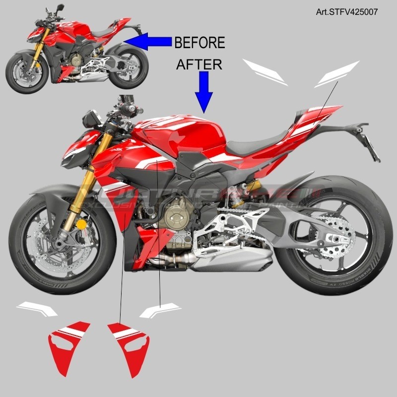 Rot Weiß Aufkleber Kit - Ducati Streetfighter V4 / V4S