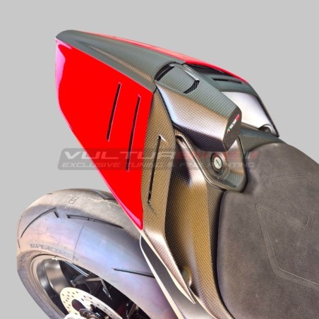 Arrière monoplace rouge et carbone pour Ducati Panigale et Streetfighter V4 / V4S / V4R
