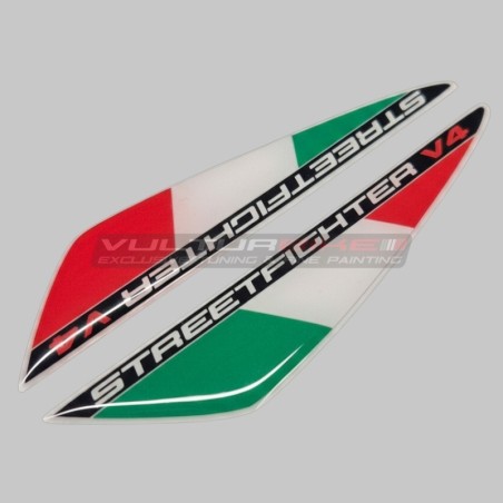 Pair of 3D resin-coated decorative flags for upper flaps - Ducati Streetfighter V4 / V4S