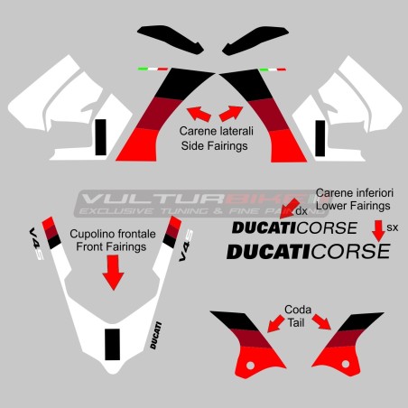 Decorative decals set for fairings Ducati Panigale V4 2018 / 2019