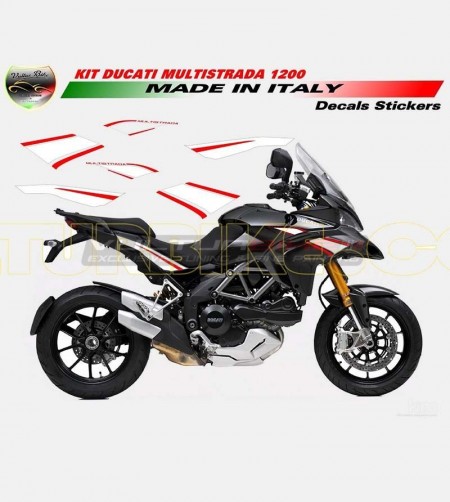 Kit adhesivo blanco/rojo - Ducati Multistrada 1200 2010/14 