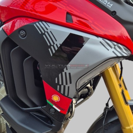 Adesivi decorativi con numero 1 nero per pannelli laterali e cupolino frontale - Ducati Multistrada V4 Pikes Peak 2025 / 2026