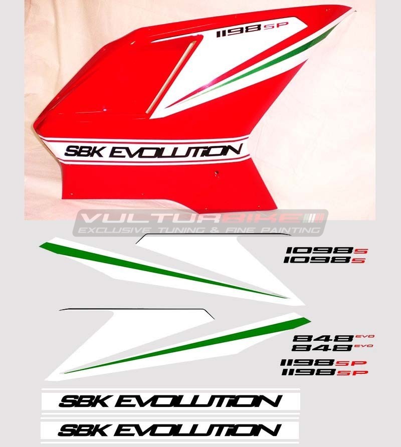 Adesivi carene laterali grafica tricolore - Ducati 848/1098/1198/S/R/SP/Evo 