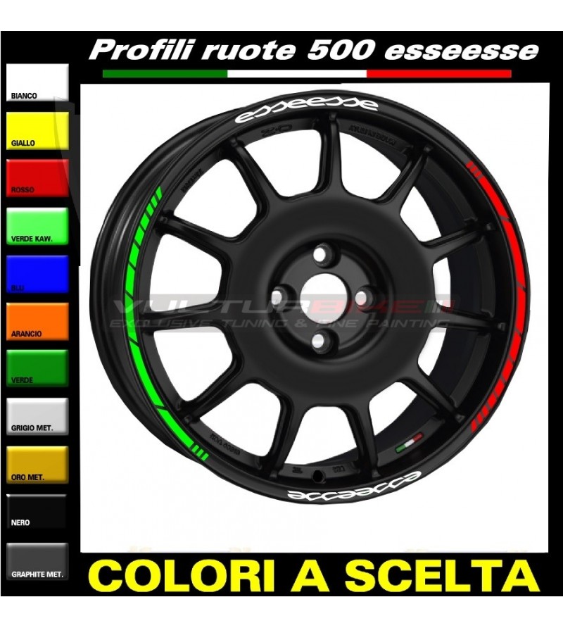 Perfiles adhesivo tricolores para ruedas de automóviles Fiat 500 esseesse 