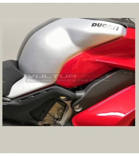 Tapa de depósito personalizada de carbono negro gris - Ducati Panigale V4 / V4S / V4R / Streetfighter V4 