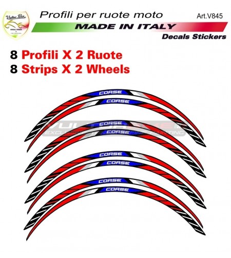 Kit adesivi CORSE rosso blu per ruote Ducati