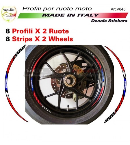 Kit adesivi CORSE rosso blu per ruote Ducati