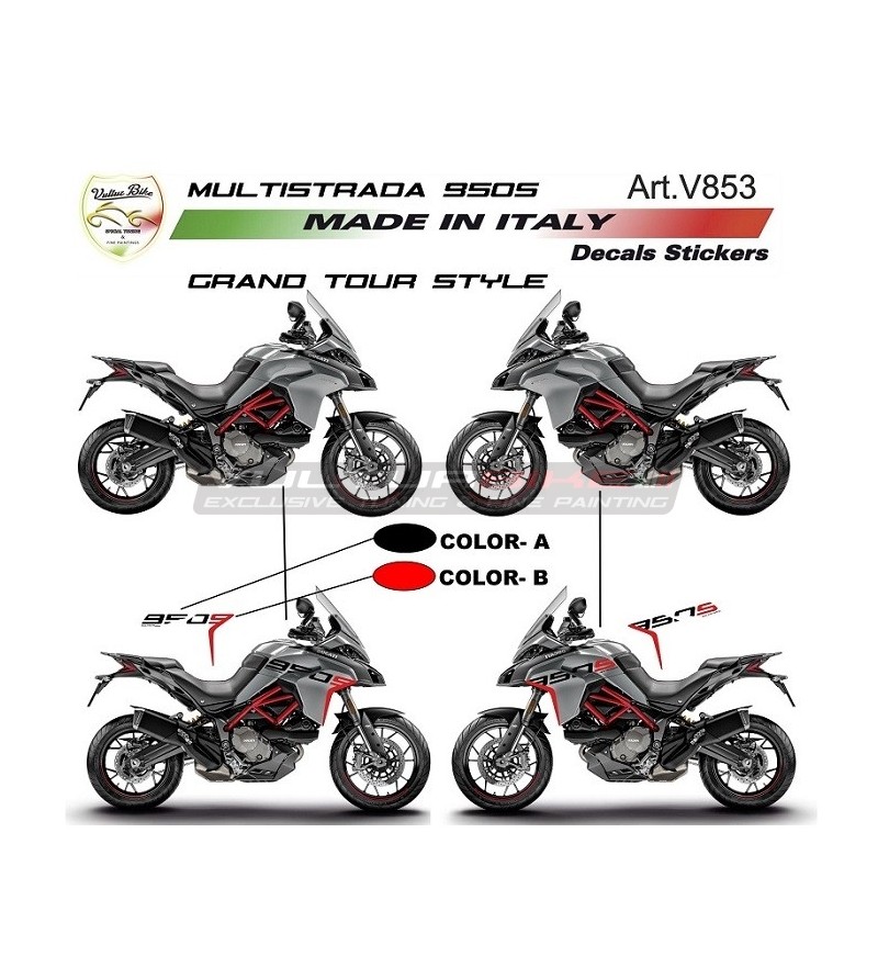 Grand Tour Design Aufkleber für Seiten - Ducati Multistrada 950 S von 2019 