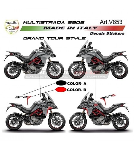 Adesivi Grand Tour Design per fiancate - Ducati Multistrada 950 S dal 2019 