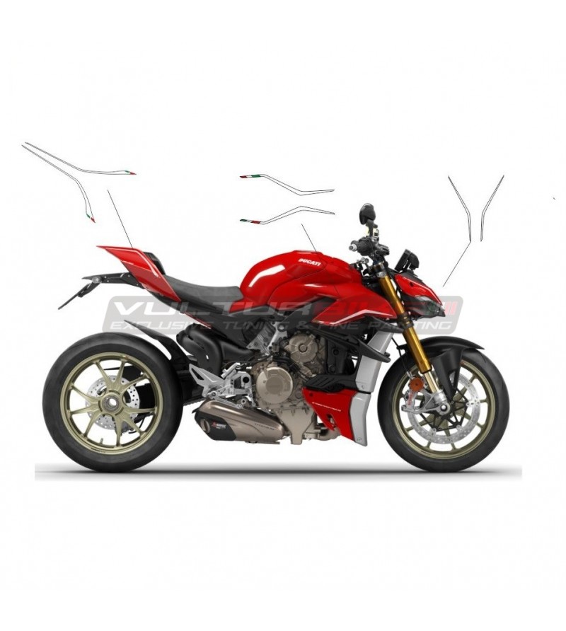 Kit autocollant blanc avec drapeaux - Ducati Streetfighter V4 / V4S 