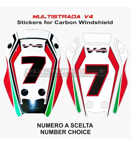 Adesivo per plexi in carbonio numero a scelta - Ducati Multistrada V4