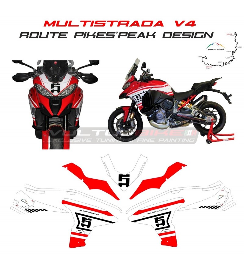 Kit autocollant complet Route Pikes Peak design - Ducati Multistrada V4 / V4S 
