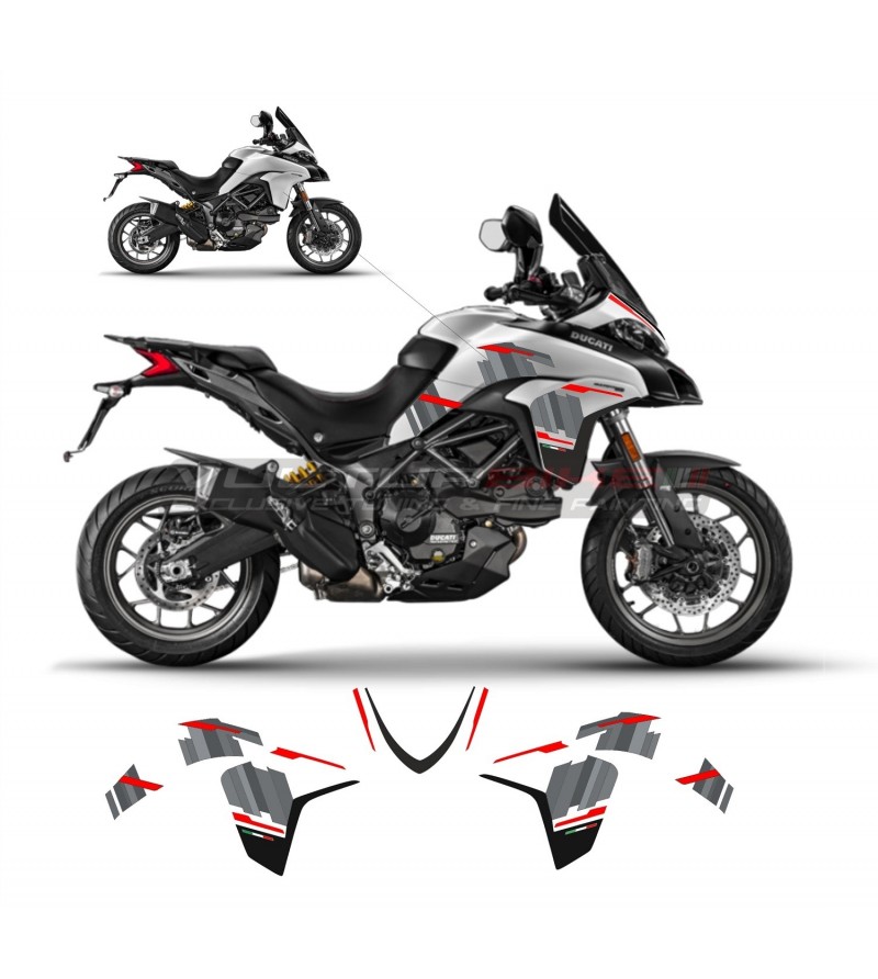 Kit autocollant contrast design - Ducati Multistrada 950 blanc / volcan gris 